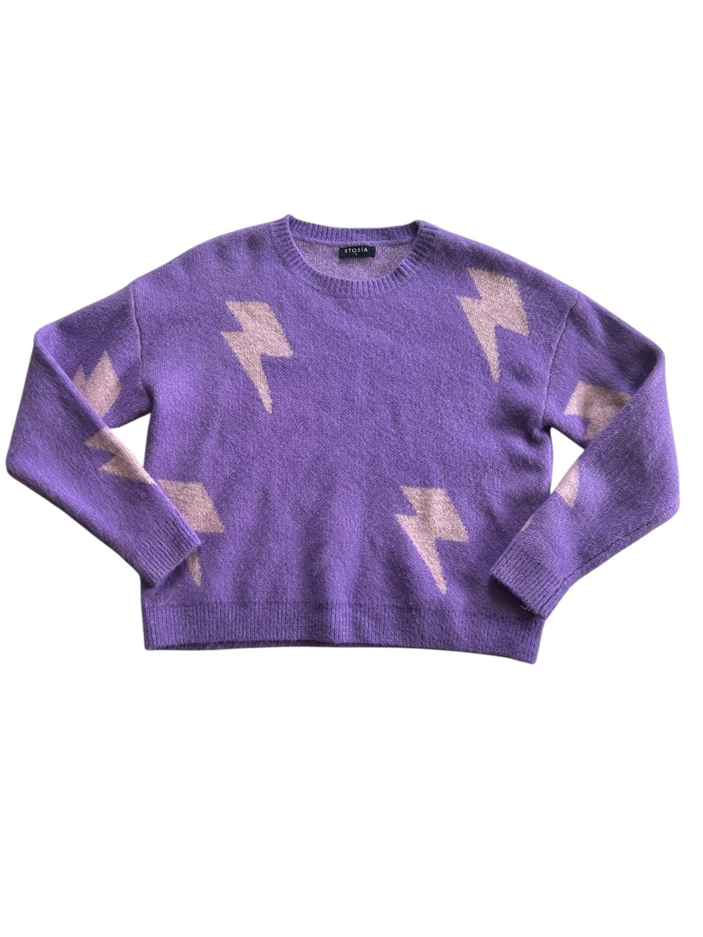 Storia Purple Pink Lightning Bolt Sweater Size S Indi
